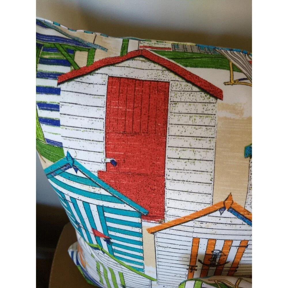 Richloom SOLARIUM BEACH HUTS 14X24‎ LUMBAR OUTDOOR Zipper Throw Pillow Cover NEW